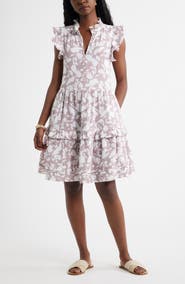Caslon® Ruffle Duo Cotton Gauze Dress