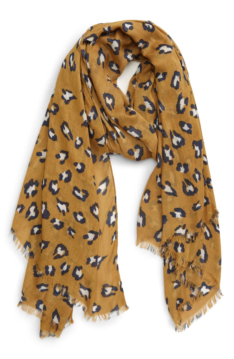 Sole Society Leopard Print Scarf, Main, color, 