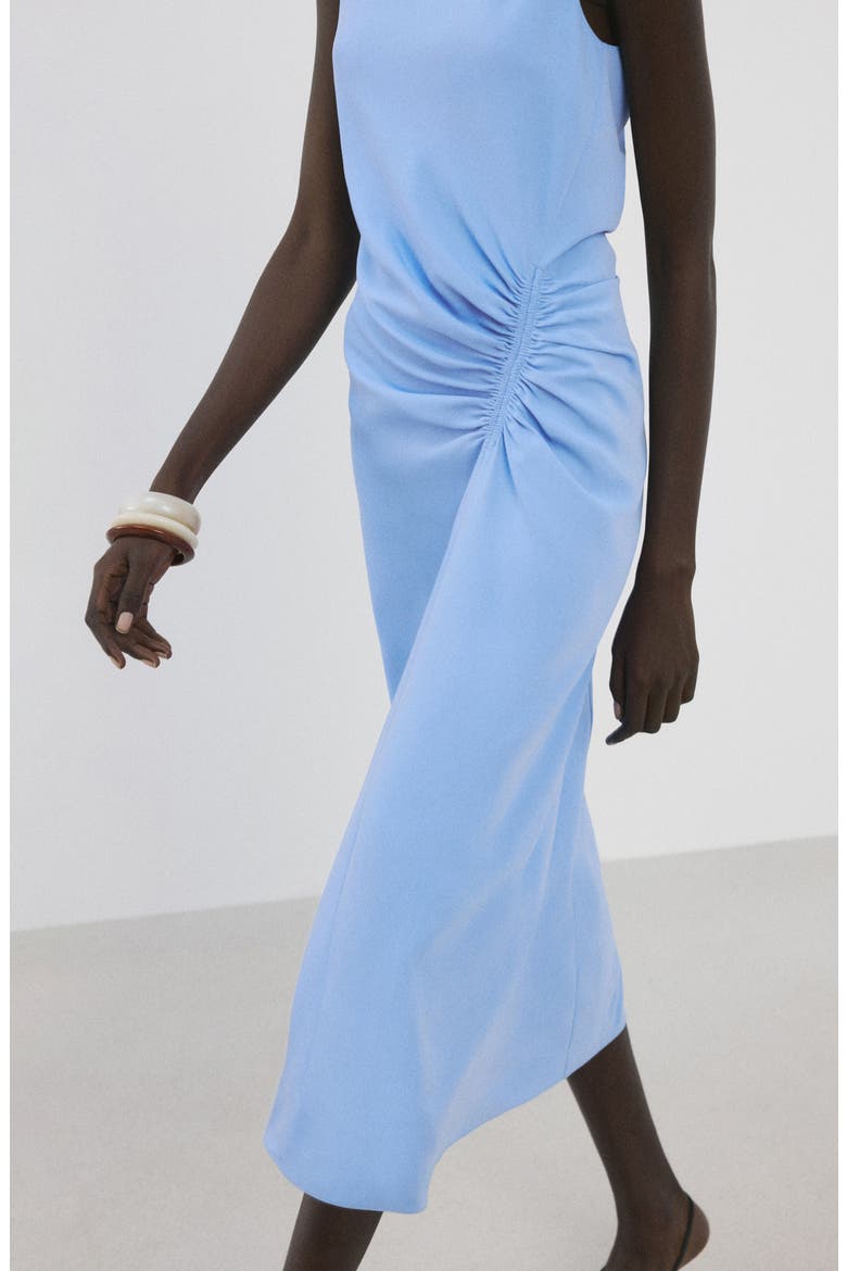 Ruched Sleeveless Midi Dress, Alternate, color, SKY BLUE