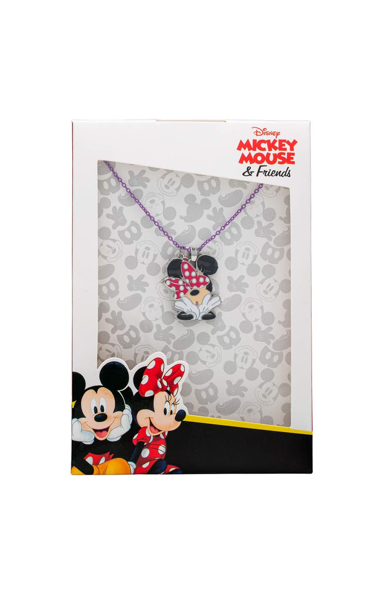 Disney Minnie Mouse and Mickey Heart Necklace, Alternate, color, Red/Black