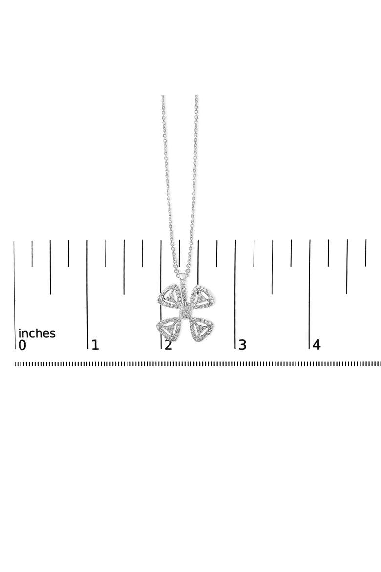 14K White Gold 5/8 Cttw Diamond 4 Leaf Floral Pendant Necklace, Alternate, color, White