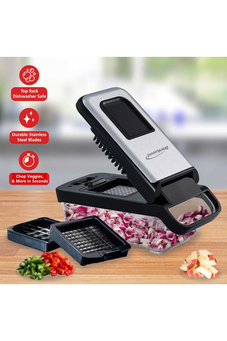 3.6 Cup Vegetable Chopper with 2 Interchangeable Blades, Alternate, color, Black