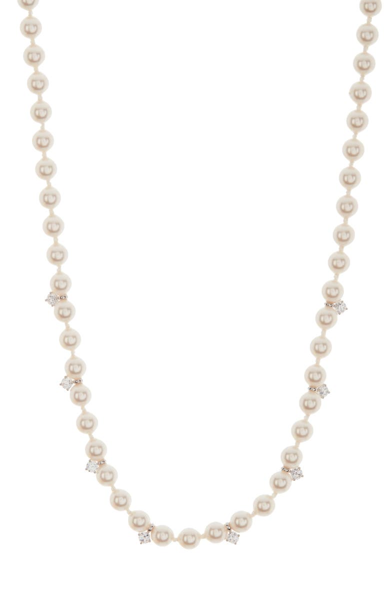 Nadri Camila Imitation Pearl & Cubic Zirconia Collar Necklace, Main, color,