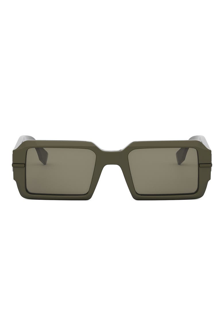 'Fendigraphy 52mm Geometric Sunglasses, Main, color, SHINY DARK GREEN / GREEN