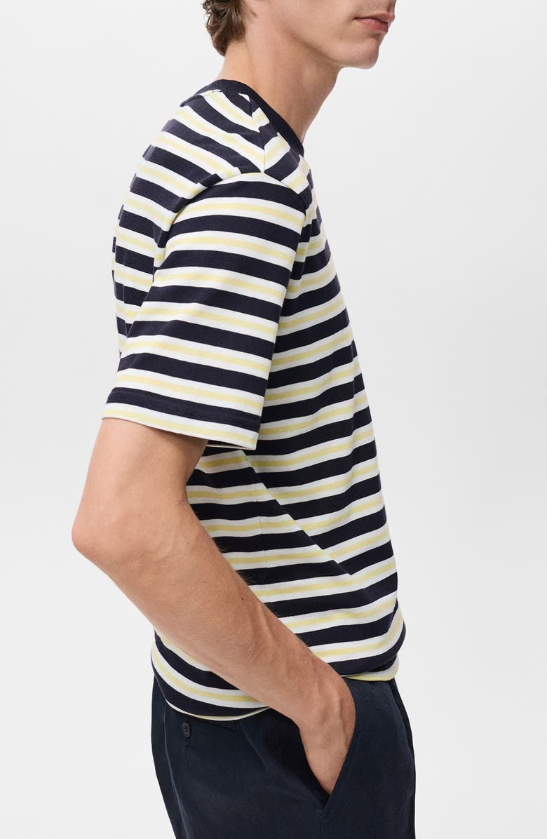 MANGO Regular Fit Stripe Cotton T-Shirt, Alternate, color, Navy