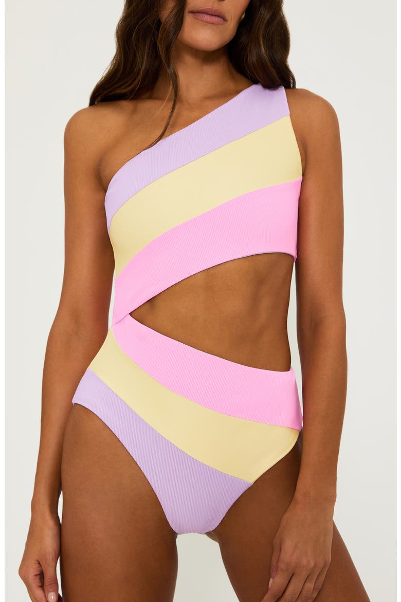 Joyce Stripe Cutout One-Piece Swimsuit, Alternate, color, SUBLIME