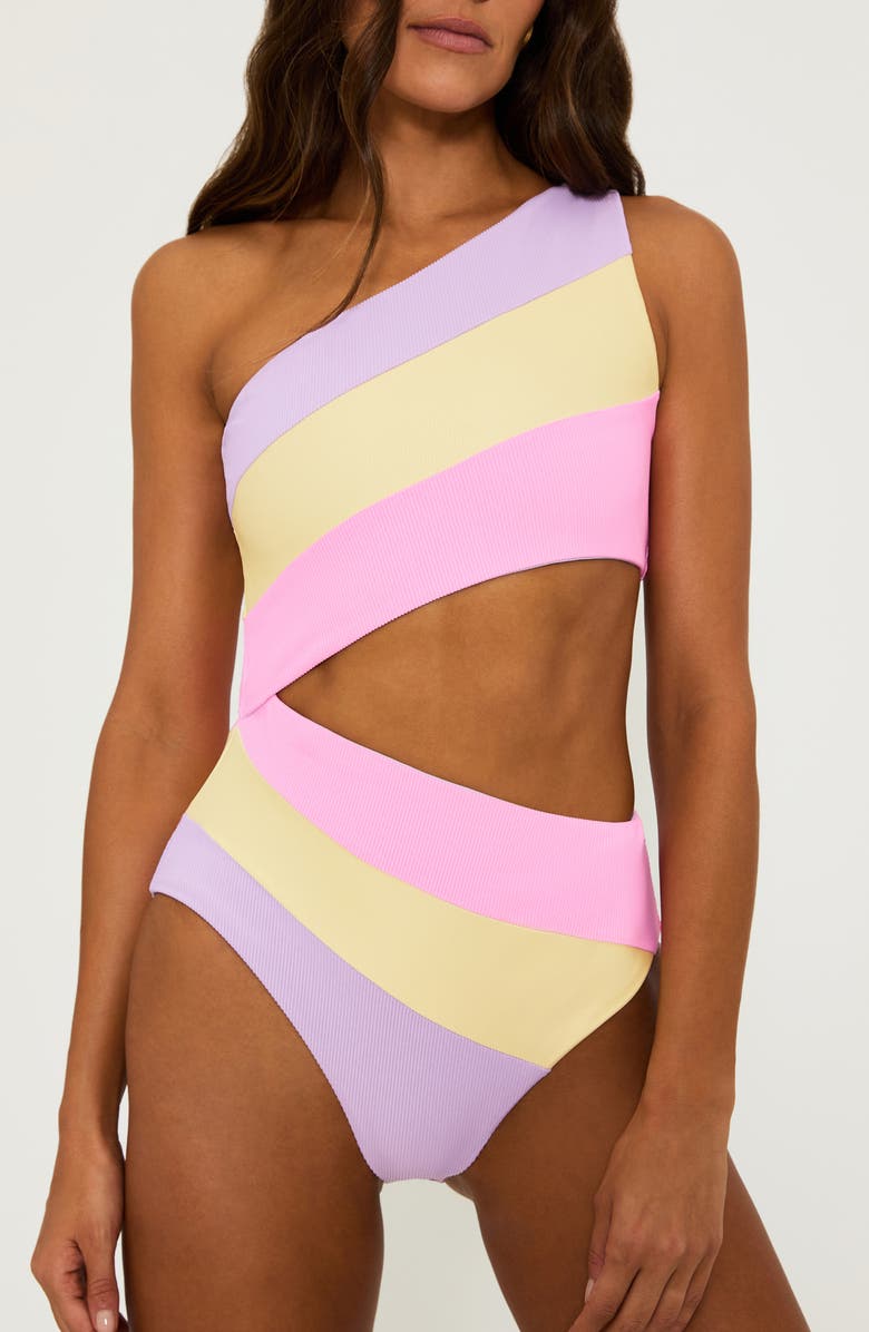 Beach Riot Joyce Stripe Cutout One-Piece Swimsuit, Alternate, color, Sublime