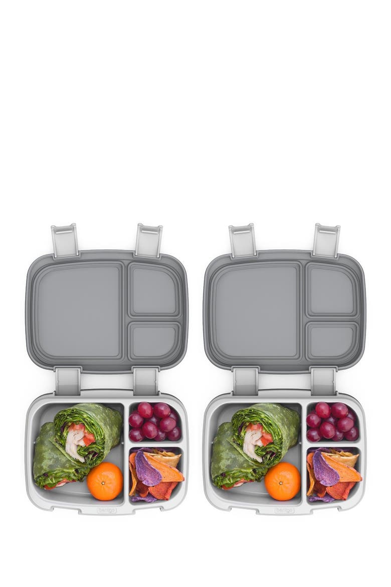 2-Pack of Fresh Leak-Proof Versatile 4-Compartment Bento-Style Lunch Box - Aqua, Alternate, color, GRAY
