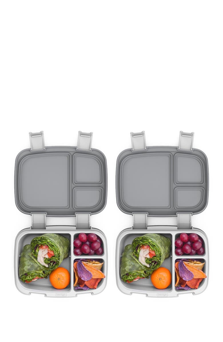 BENTGO 2-Pack of Fresh Leak-Proof Versatile 4-Compartment Bento-Style Lunch Box - Aqua, Alternate, color, Gray
