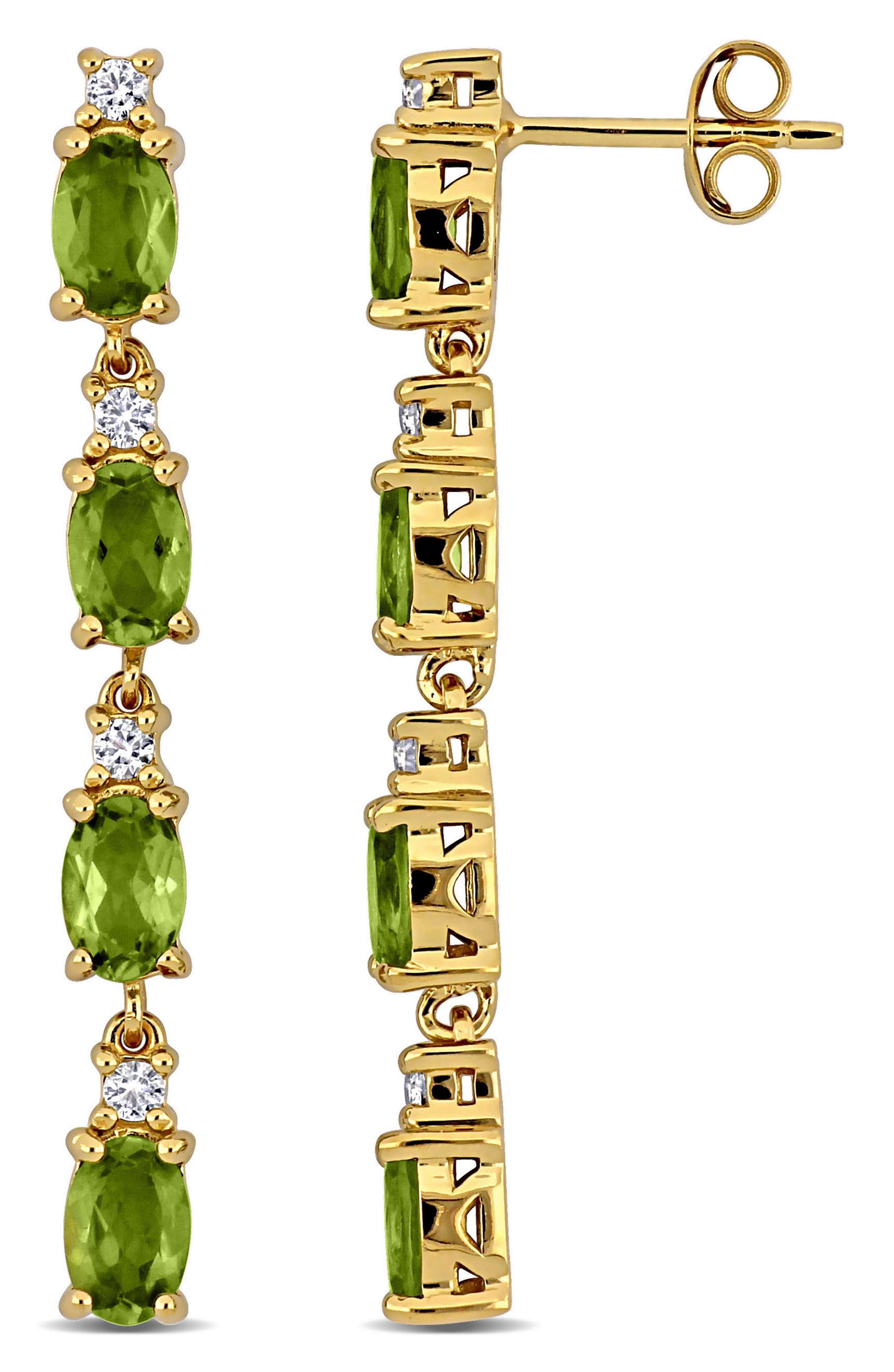Peridot & White Topaz Drop Earrings