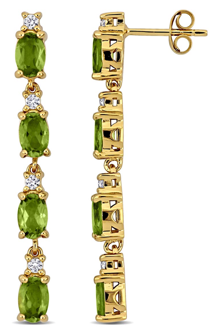 Peridot & White Topaz Drop Earrings, Main, color, GREEN