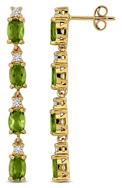 Peridot & White Topaz Drop Earrings