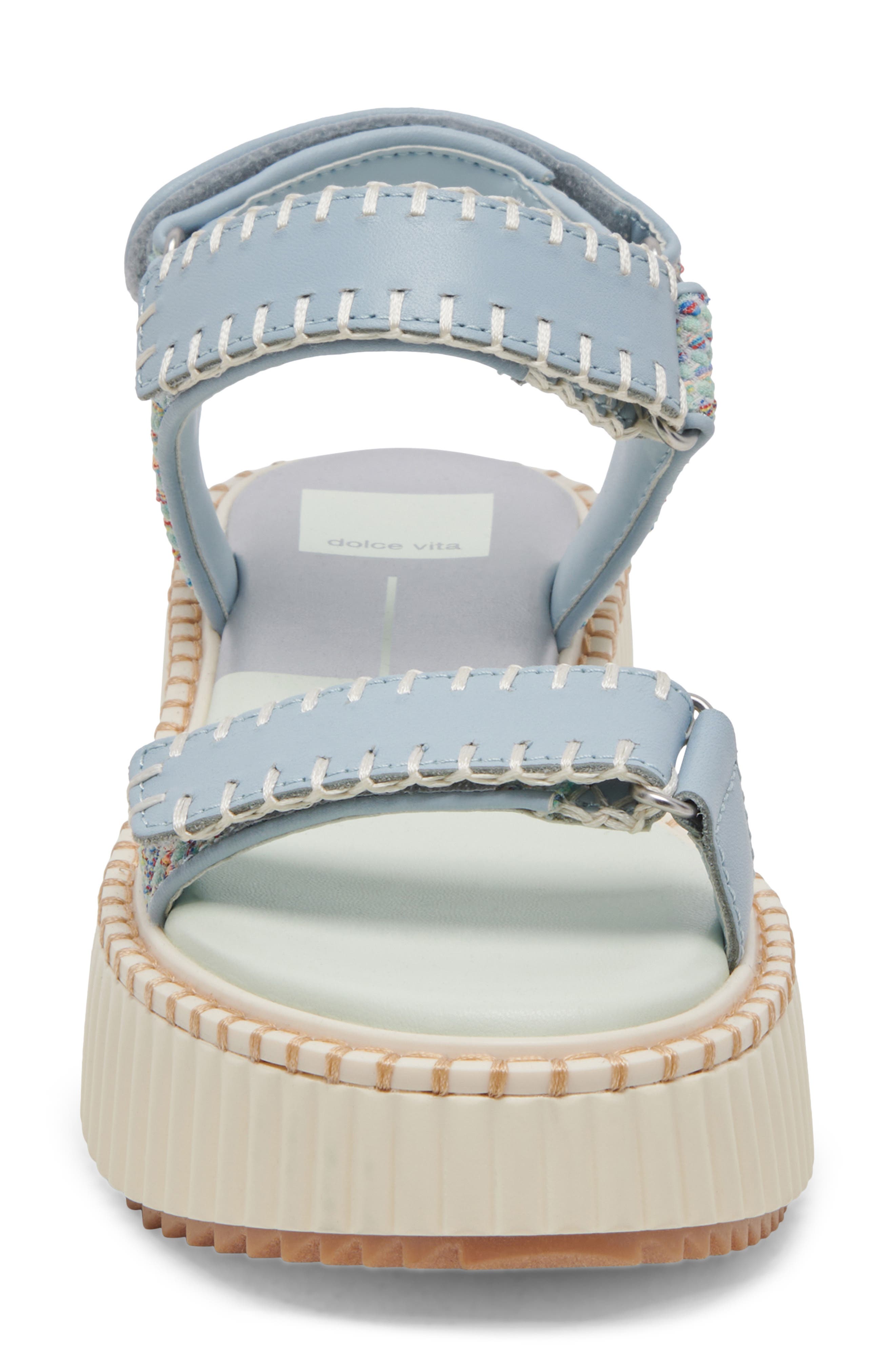 Debra Platform Sandal, Alternate, color, LIGHT BLUE KNIT