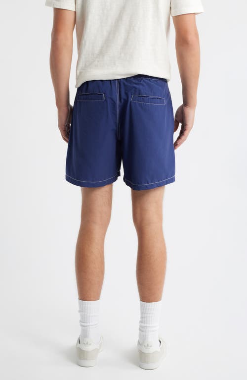 Brooklyn Industries Elastic Waist Cotton & Nylon Shorts In Blue