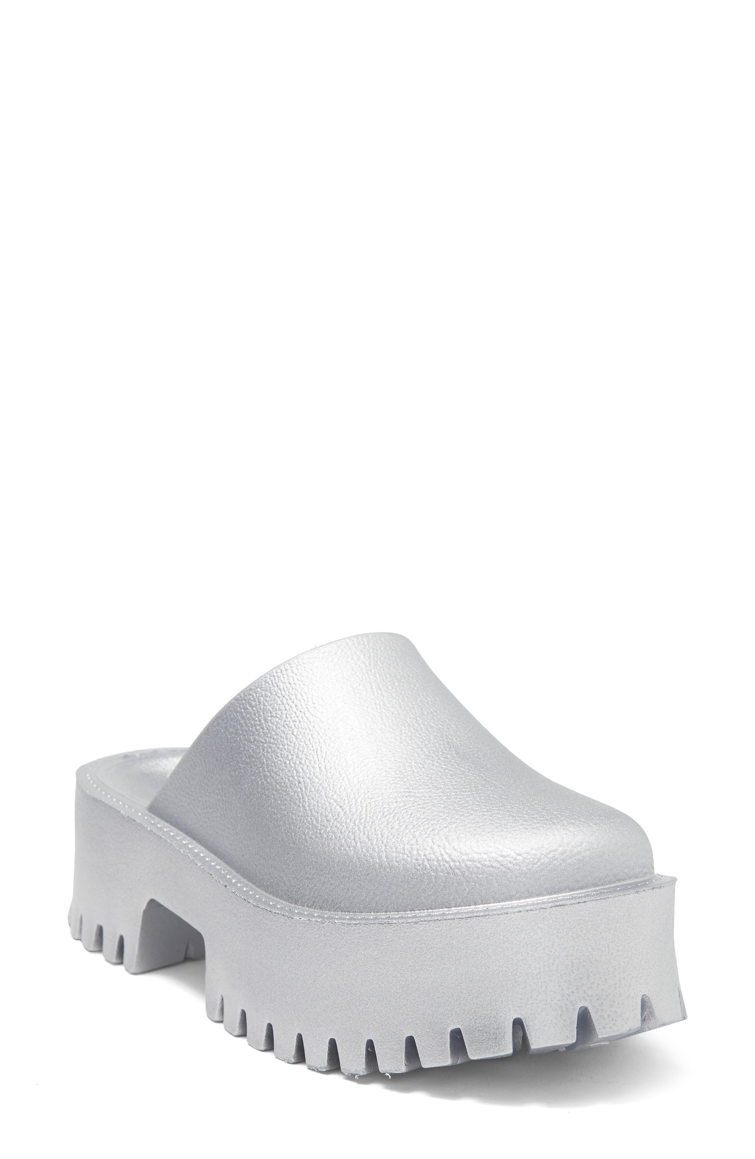 Lugged Platform Clog, Main, color, SILVER