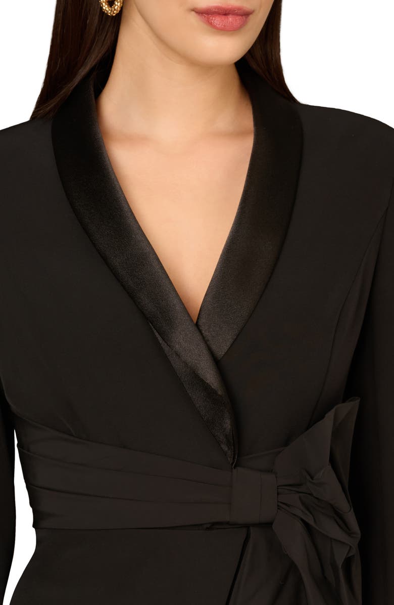 Aidan Mattox by Adrianna Papell Bow Long Sleeve Stretch Crepe Jumpsuit, Alternate, color, 