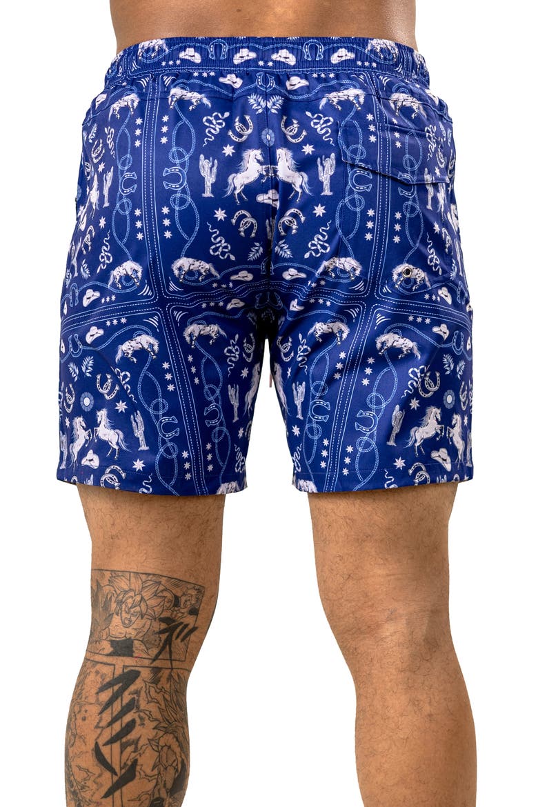 Swim Marthyr Print Swim Trunks, Alternate, color, BLUE