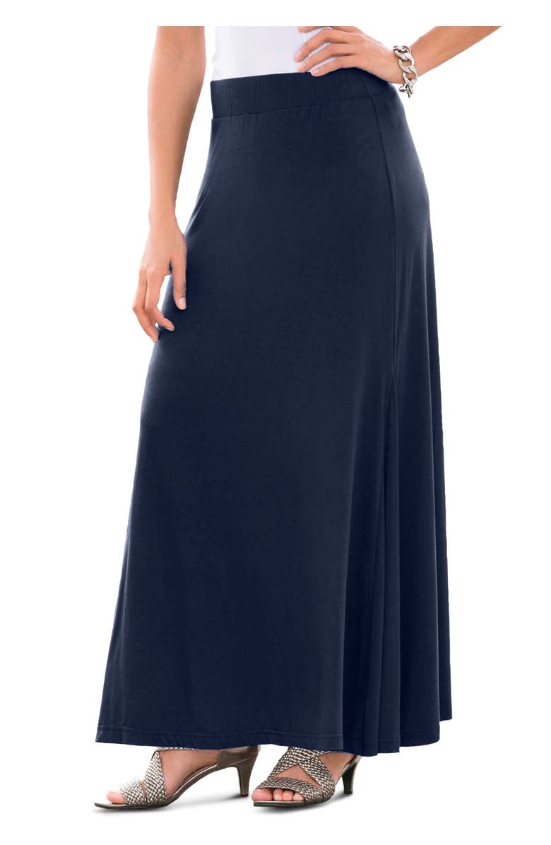 Jessica London Everyday Stretch Knit Maxi Skirt, Alternate, color, Black