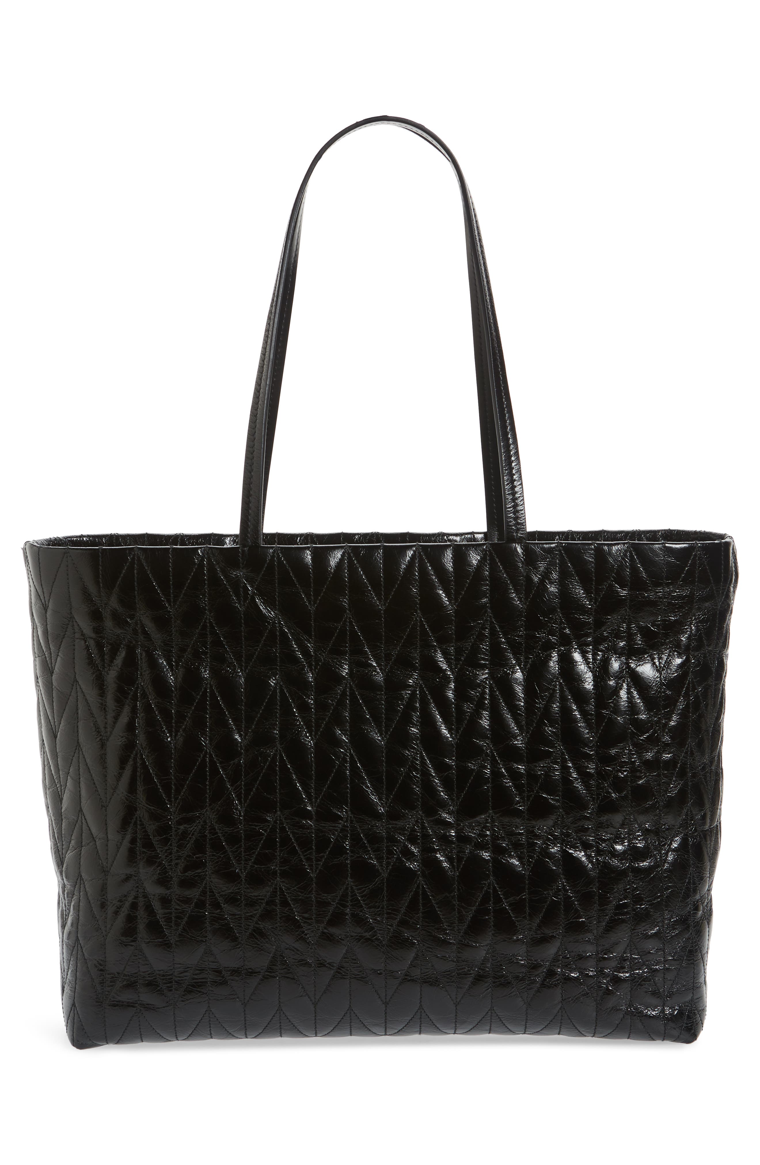 Miu Miu Trapuntato Quilted Calfskin Leather Tote, Alternate, color, 