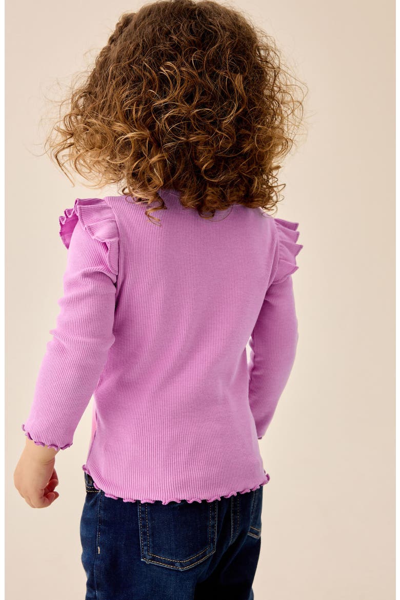 Kids' Frill Stretch Cotton Rib T-Shirt, Alternate, color, PURPLE