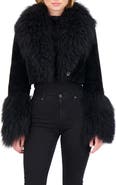 GORSKI Sheared Genuine Shearling Bolero With Genuine Shearling Collar & Cuffs