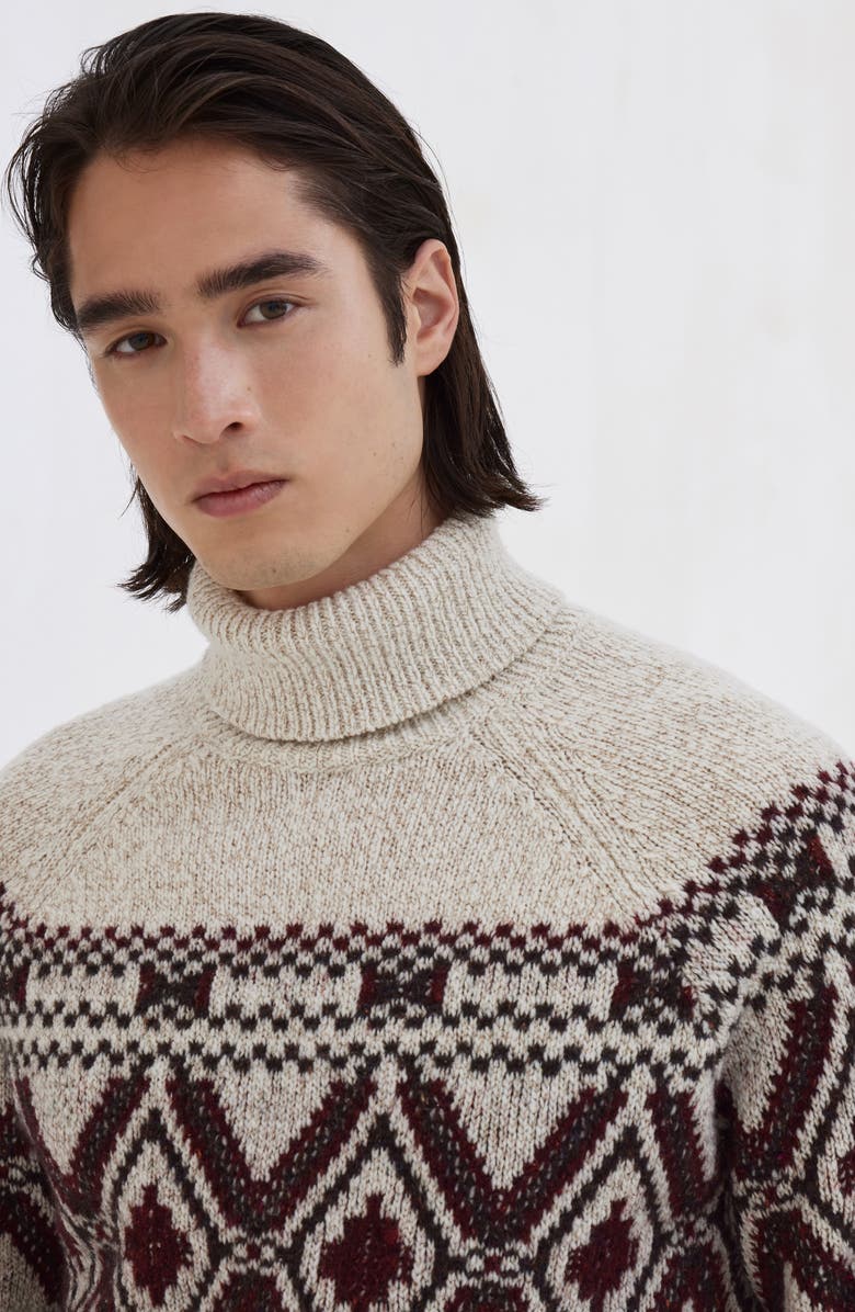 Brunello Cucinelli Jacquard turtleneck sweater, Alternate, color, Ecru