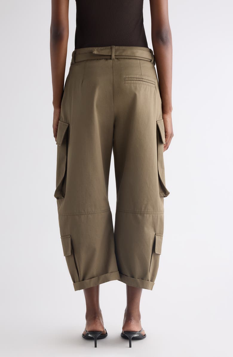 Acne Studios Belted Cotton Twill Barrel Leg Cargo Trousers, Alternate, color, Khaki Green
