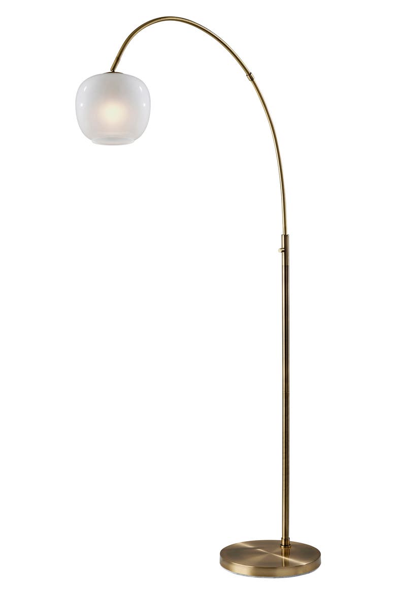 Magnolia Arc Floor Lamp, Main, color, ANTIQUE BRASS