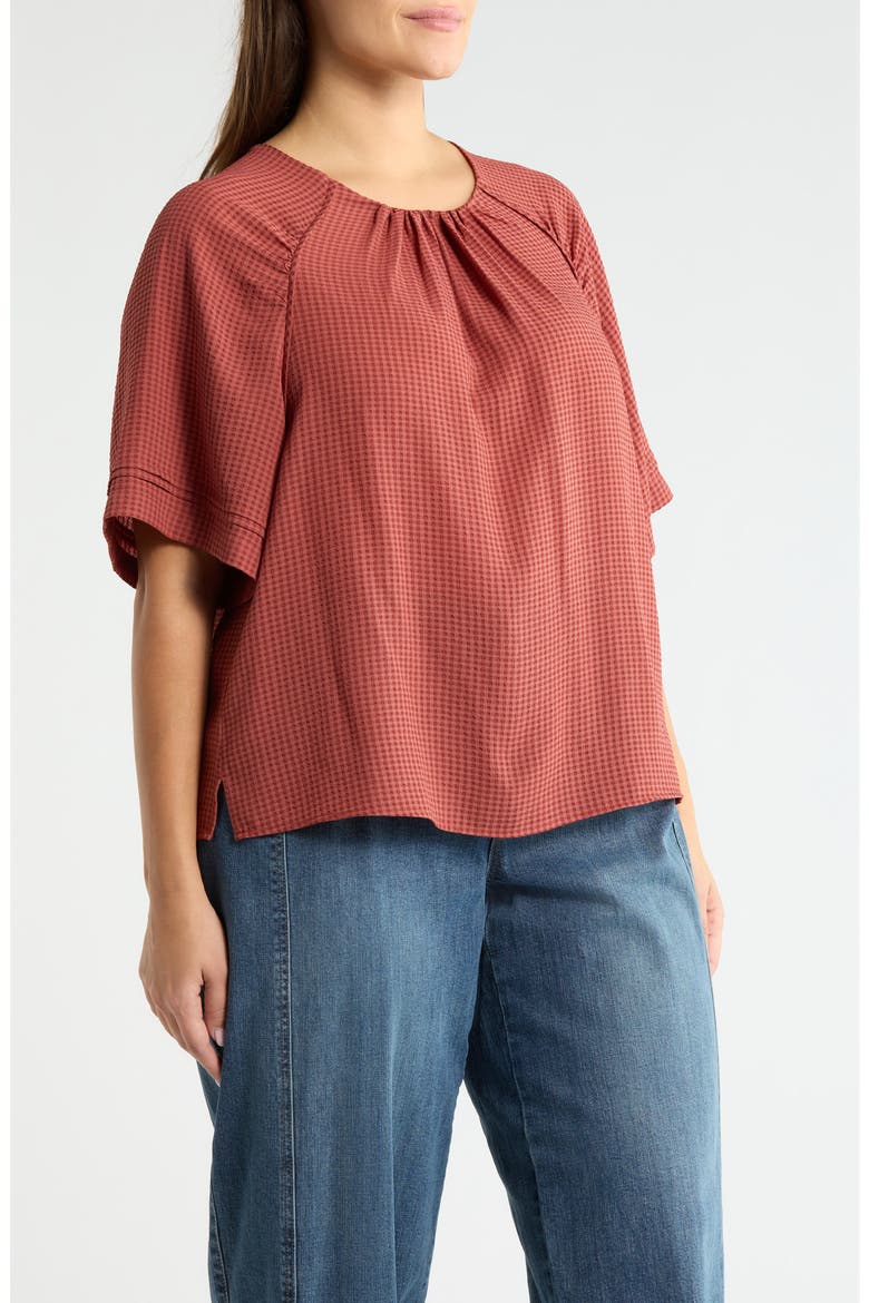 Textured Short Sleeve Shirt, Alternate, color, MAHOGANY RED