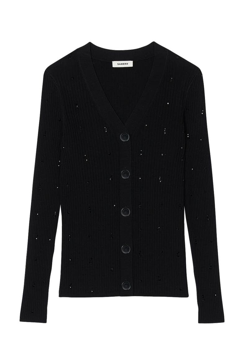 Rhinestone cardigan, Alternate, color, Black