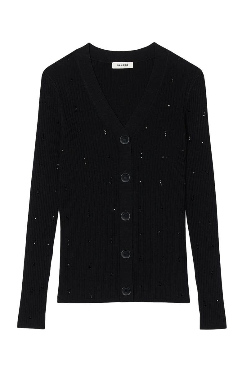 SANDRO Rhinestone cardigan, Alternate, color, 
