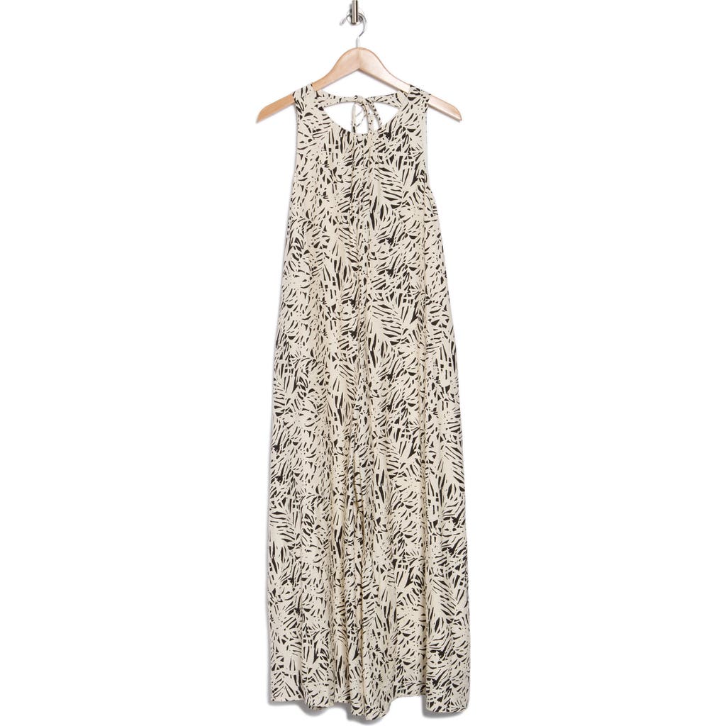 Lush Tie Back Loose Dress In Cream Black