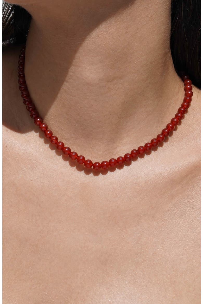 Carnelian Beaded Necklace, 8mm, Alternate, color, RED