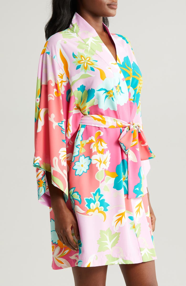 Natori Marabella Short Satin Robe, Alternate, color, 