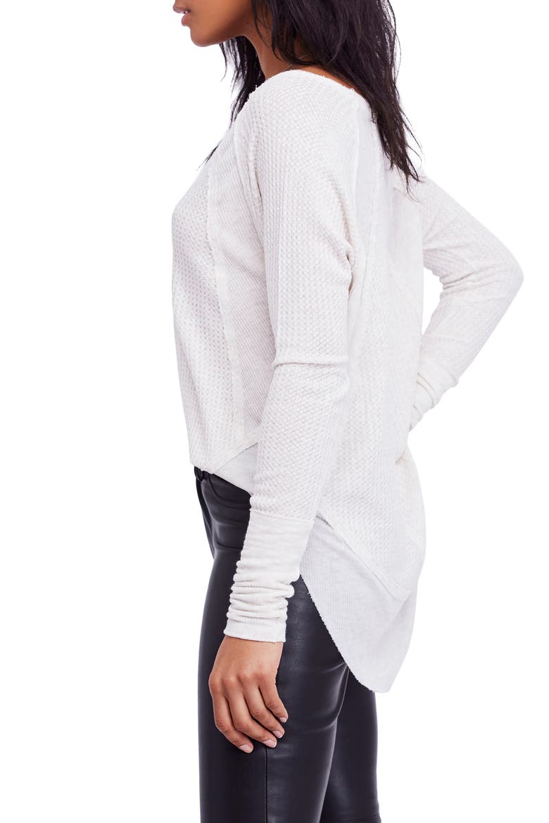 We the Free by Free People Catalina V-Neck Thermal Top, Alternate, color, SAND