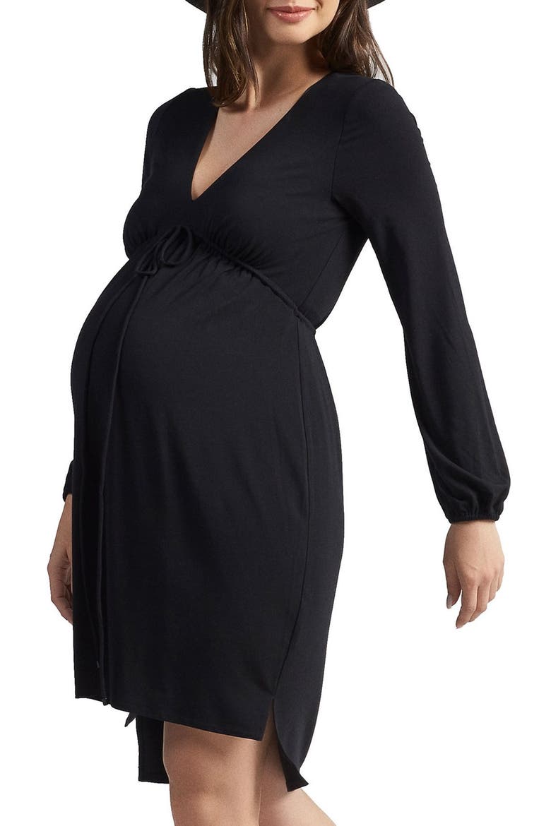 Mellany Maternity Dress, Alternate, color, BLACK