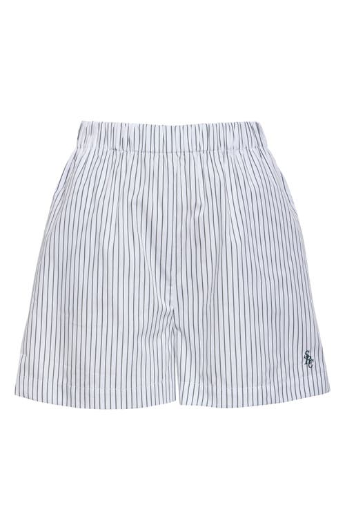 Sporty And Rich Sporty & Rich Src Poplin Striped Shorts In Dark Green