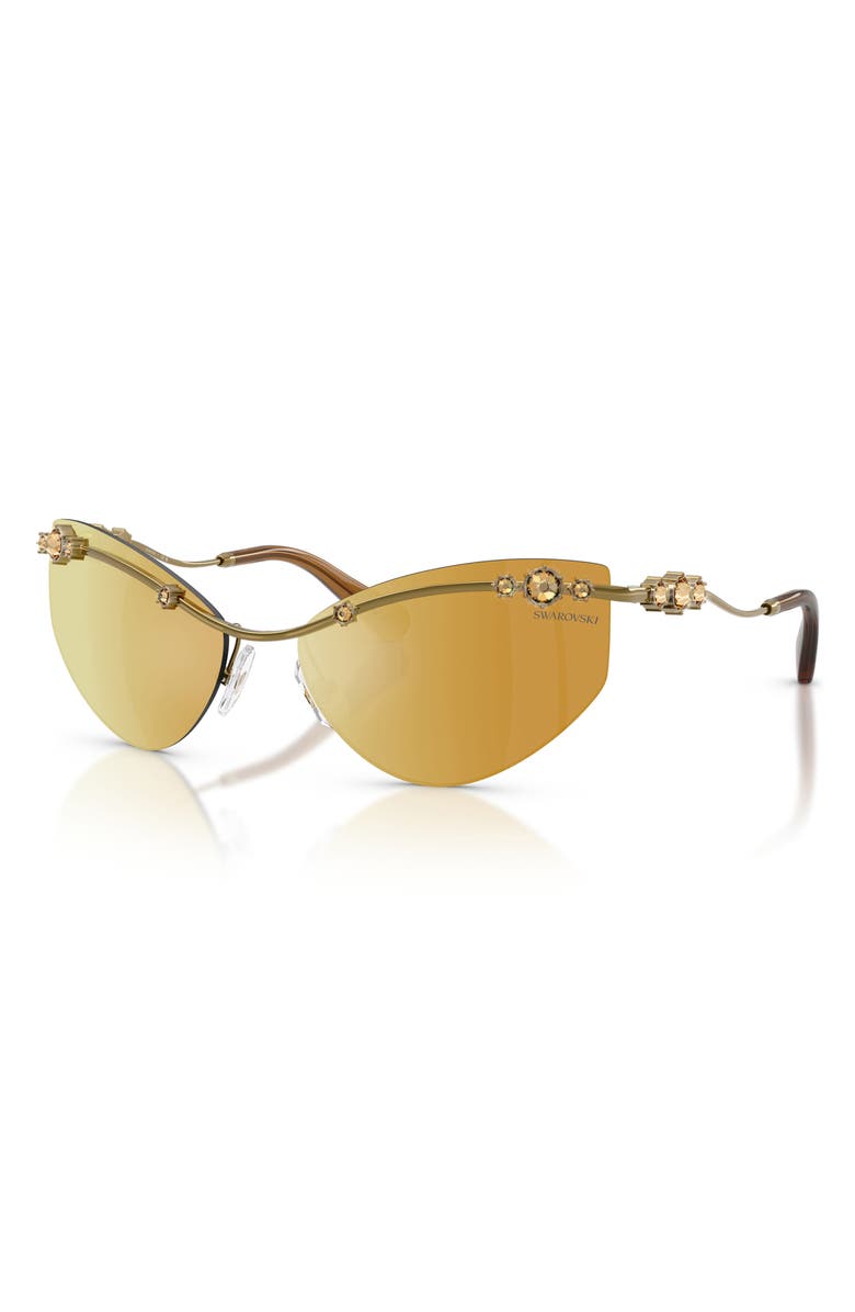 Swarovski 61mm Irregular Sunglasses, Alternate, color, Gold / Brown Mirror Gold