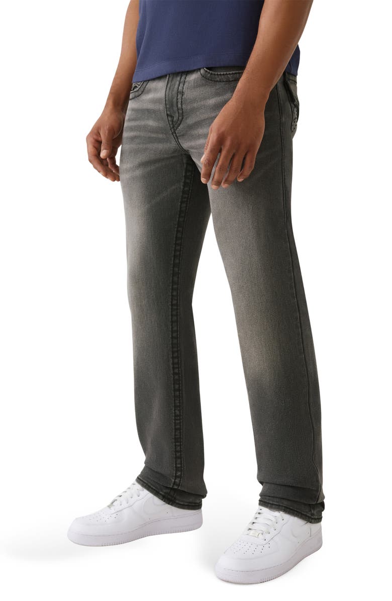 True Religion Ricky Stud T-Flap Straight Leg Jeans, Alternate, color, Grey Smores