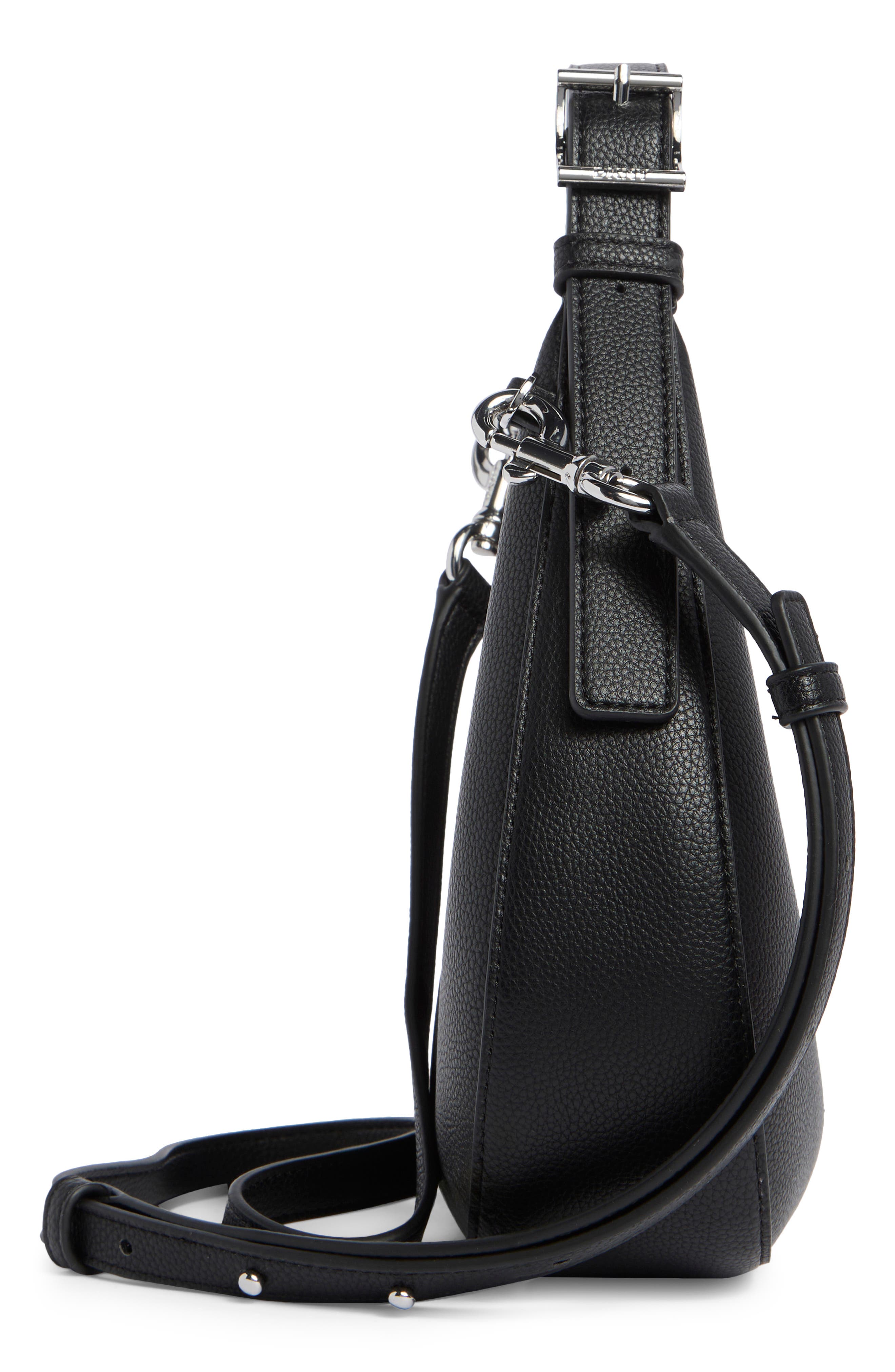 DKNY Camila Small Hobo Crossbody Bag, Alternate, color, Black/ Silver