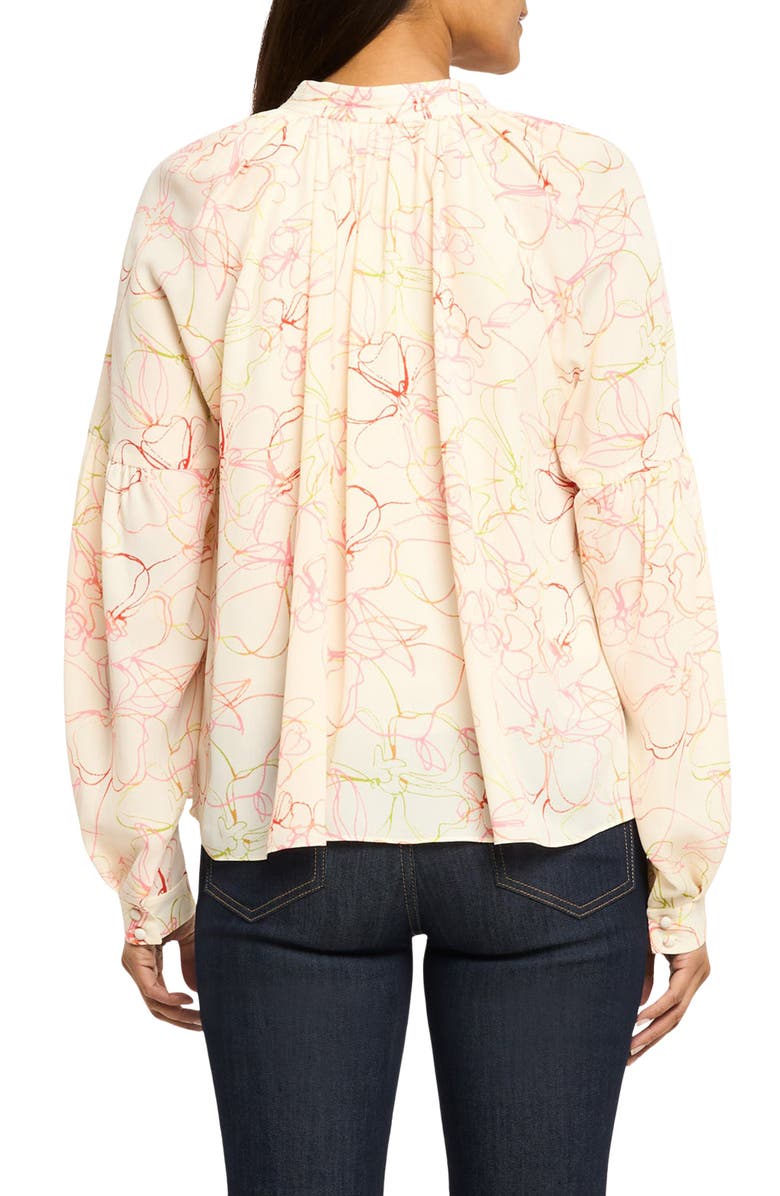 Cinq à Sept Malva Floral Split Neck Top, Alternate, color, Cream Multi