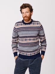 Aubin Fair Isle Crew Neck Wool Sweater