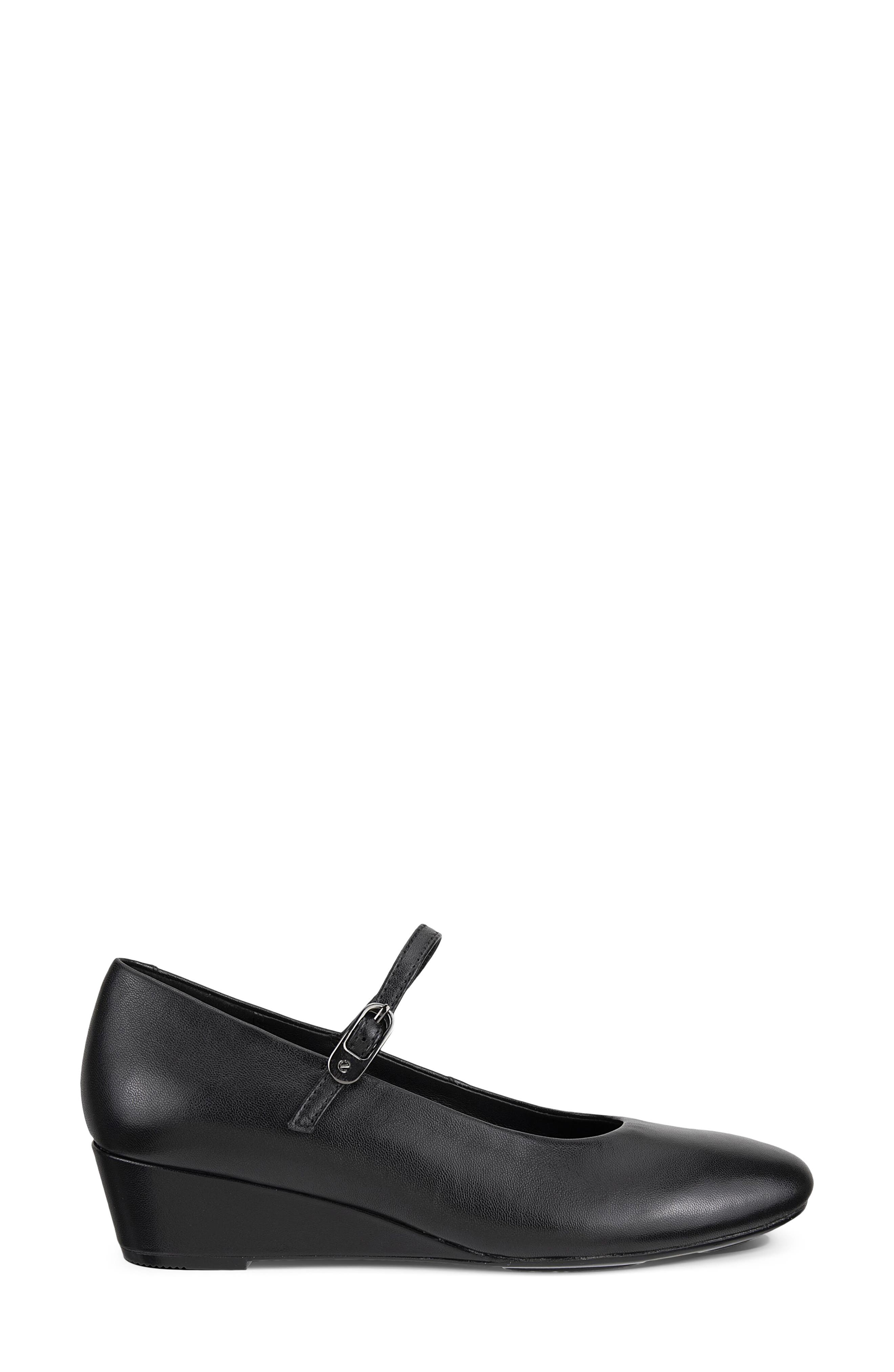 Elevate Leather Wedge Mary Jane, Alternate, color, BLACK