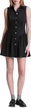 Avec Les Filles Sleeveless Faux Suede Minidress