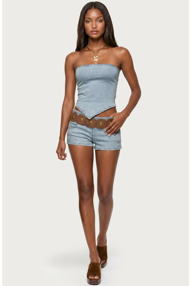 Zaida Stretch Denim Micro Shorts, Alternate, color, LIGHT-BLUE