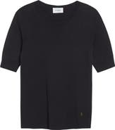 ST. JOHN Marlie Short Sleeve Silk & Cotton Sweater