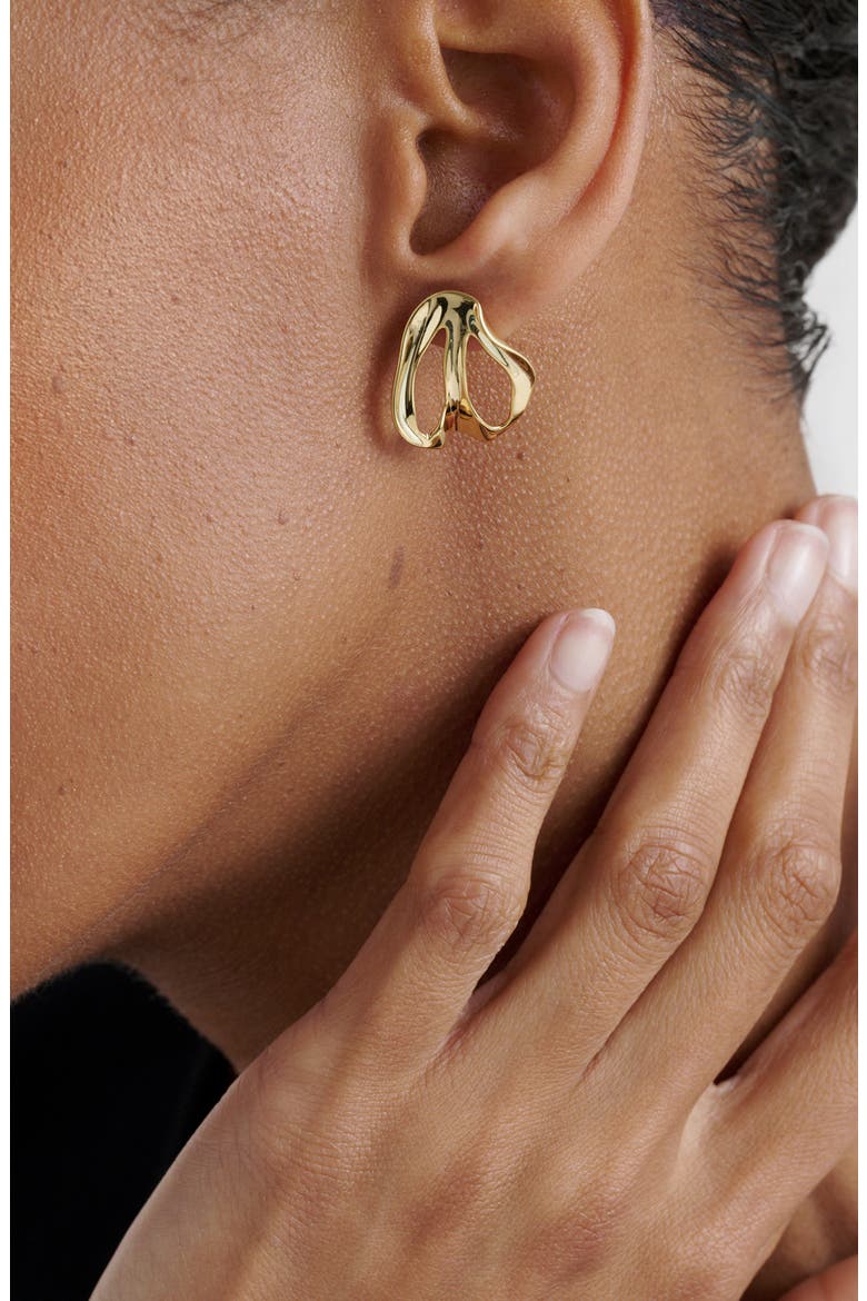 Leah Abstract Leaf Stud Earrings, Alternate, color, GOLD TONE