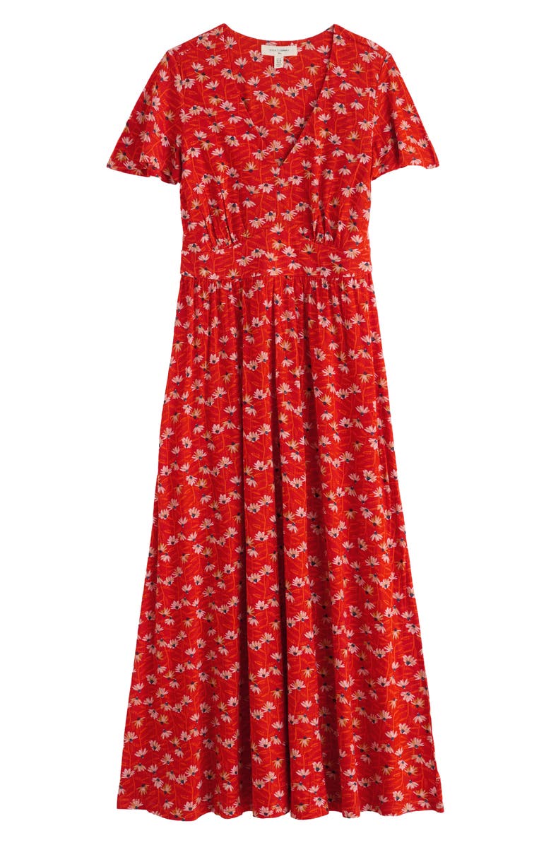 Seasalt Cornwall Chateaux Floral Organic Cotton Midi Dress, Alternate, color, Echinacea Stems Tomato