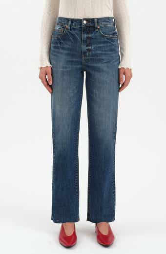 DAZE Sundaze Raw Hem High Waist Crop Straight Leg Jeans