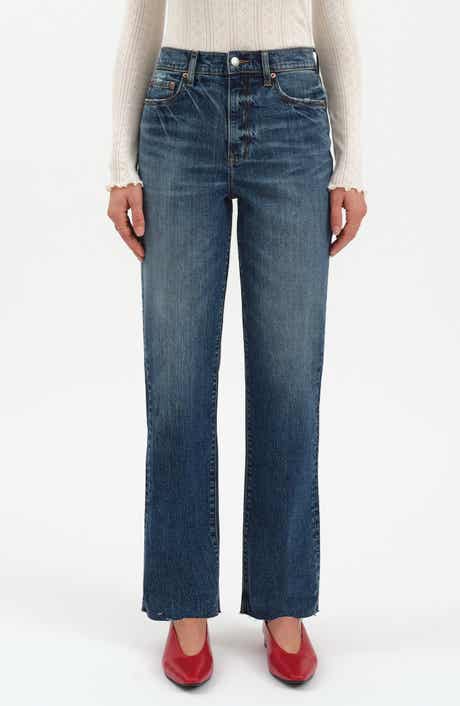 DAZE Sundaze Raw Hem High Waist Crop Straight Leg Jeans
